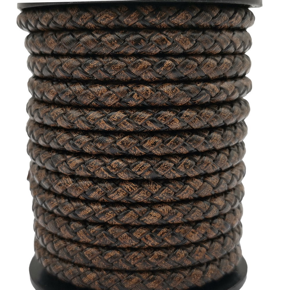 shapesbyX 6mm Braided Leather Bolo Cords Braid Bracelet Making Deep Weathered Color
