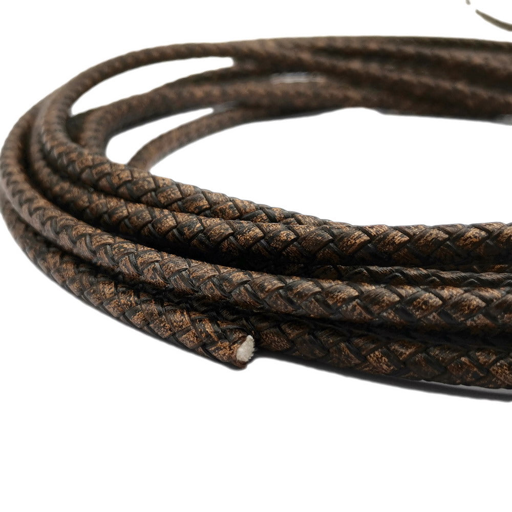 shapesbyX 6mm Braided Leather Bolo Cords Braid Bracelet Making Deep Weathered Color