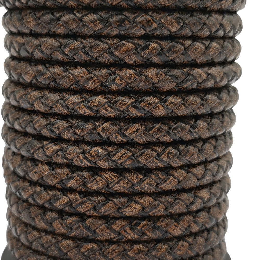 shapesbyX 6mm Braided Leather Bolo Cords Braid Bracelet Making Deep Weathered Color