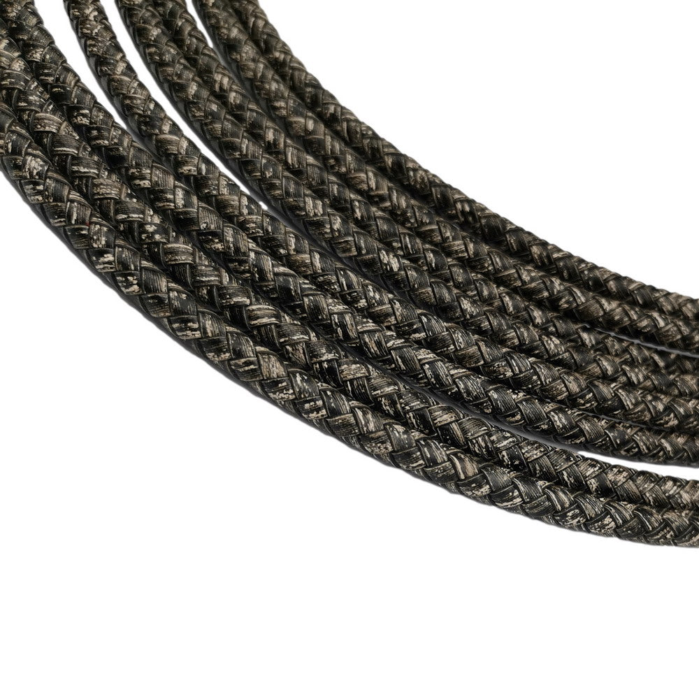 ShapesbyX-Cordon Bolos en cuir tressé de 6 mm pour la fabrication de bracelets Noir antique