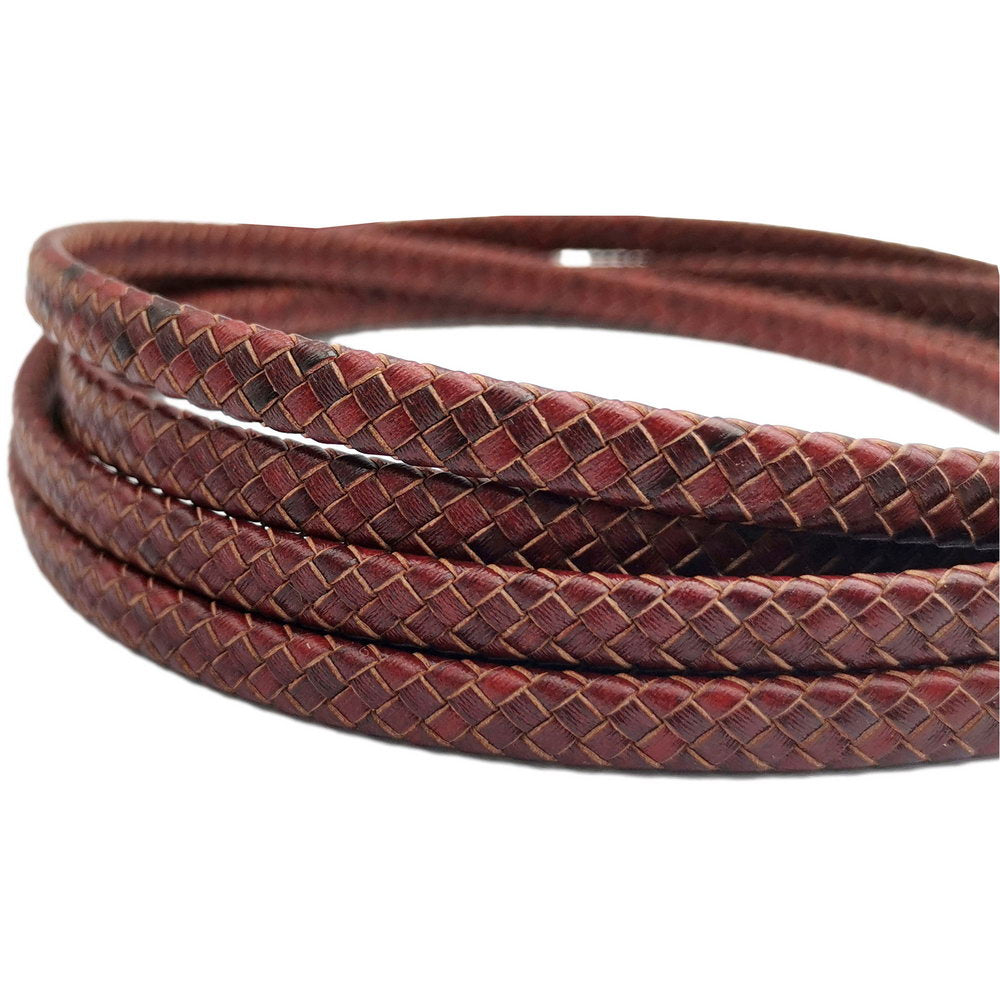 ShapesbyX-7 mm x 3 mm geflochtenes Leder-Bolo-Kordel, 7 mm flaches Lederband, Distressed Brown
