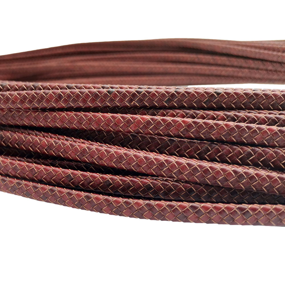 ShapesbyX-7 mm x 3 mm geflochtenes Leder-Bolo-Kordel, 7 mm flaches Lederband, Distressed Brown