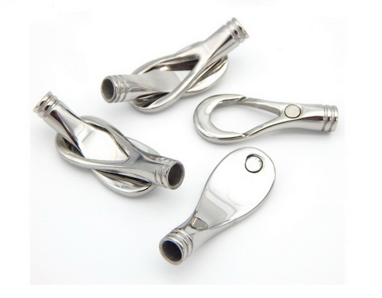shapesbyX-5mm Round Hole Stainless Steel Magnetic Clasp Tennis Racket in Black By Piece