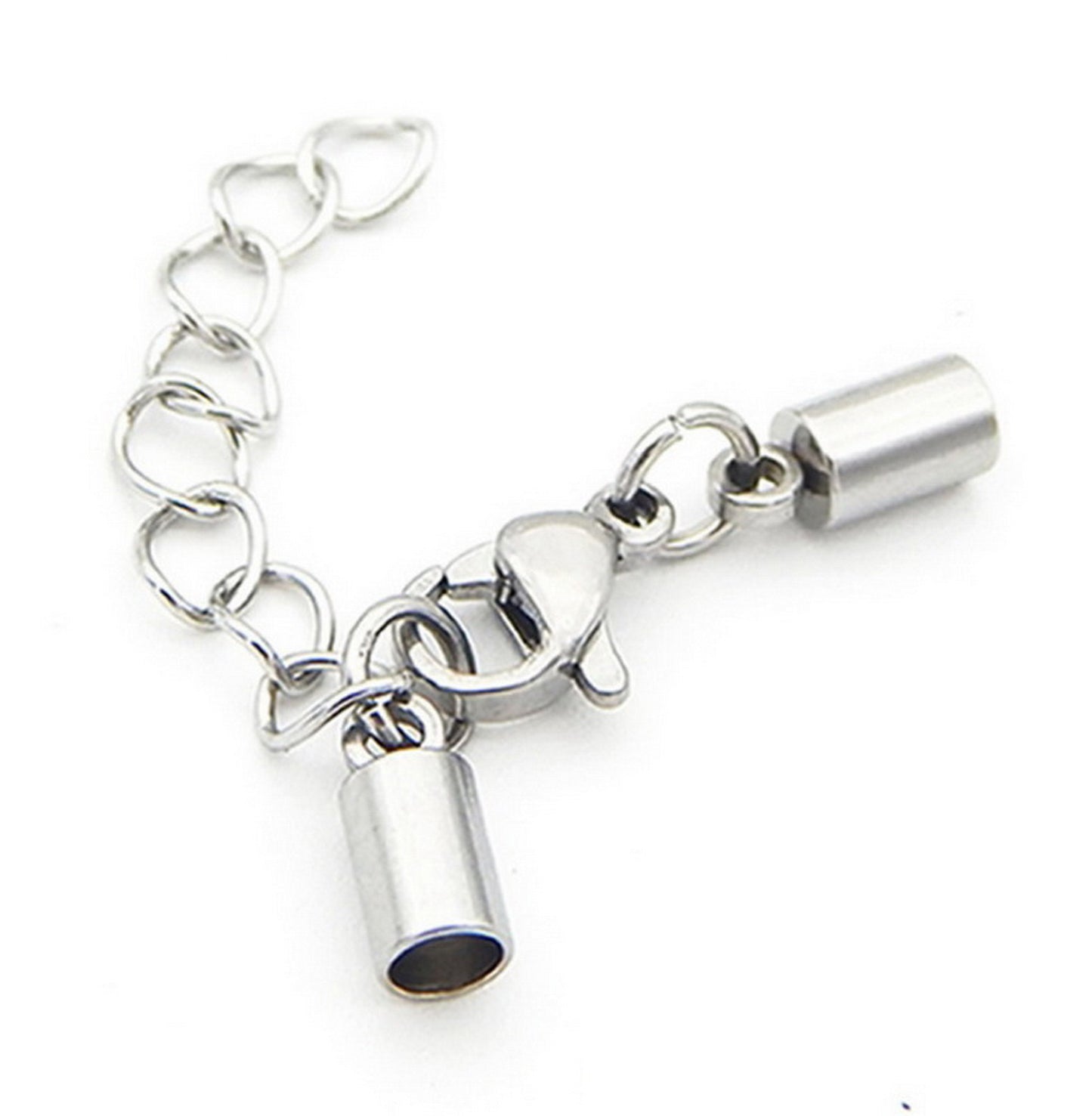 shapesbyX-2 Pieces 5mm Inner Hole Stainless Steel Lobster and Chain Necklace Bracelet End
