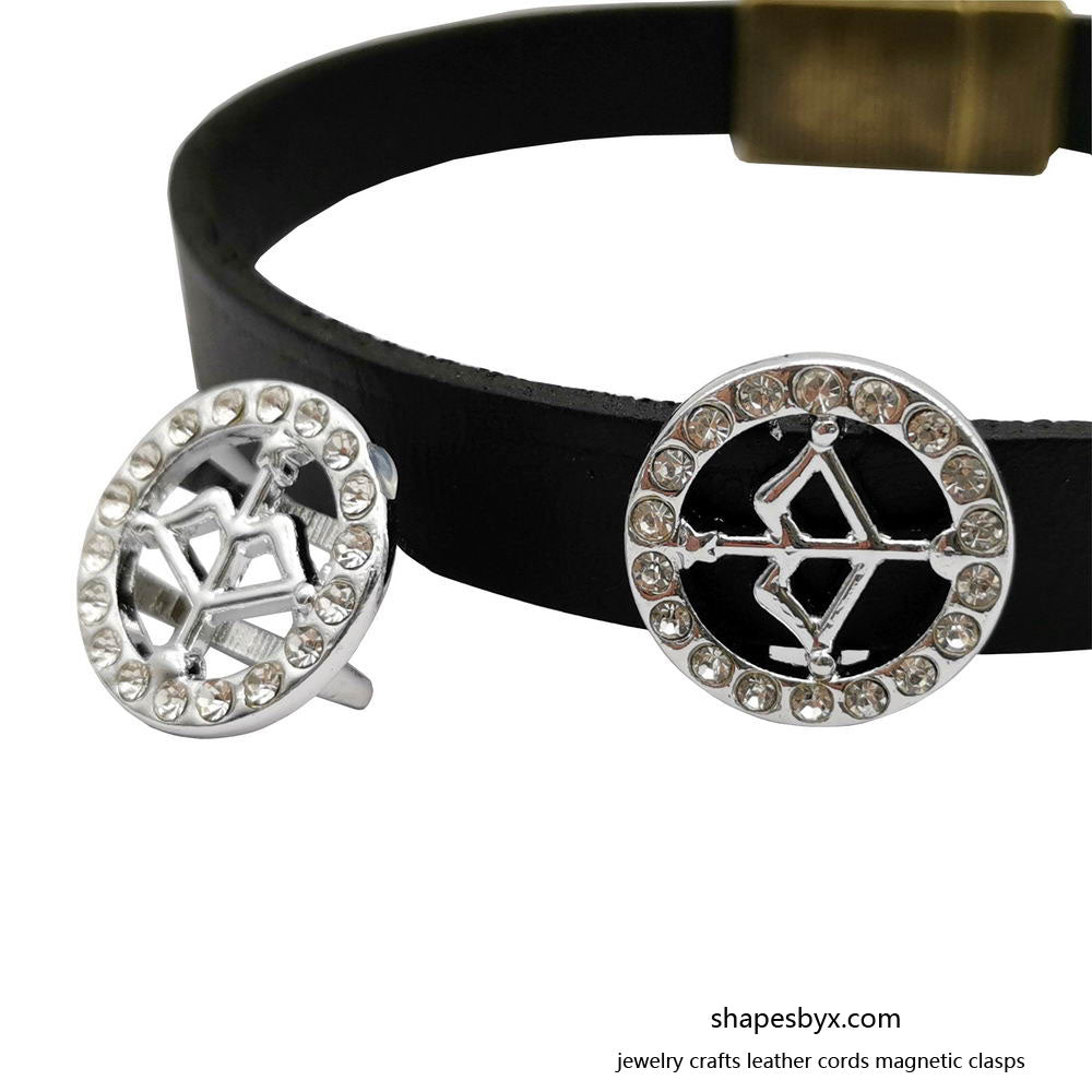 Bow and Arrow Sliders Bracelet Making 10x3mm Hole Silver Rhinestones