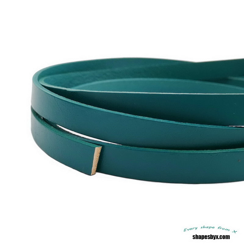 ShapesbyX-Teal Flat Leather Strip 10mmx2mm Genuine Leather Band Jewelry Making Bracelet or Decor