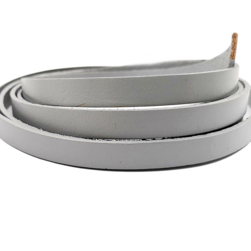 ShapesbyX-10 mm flacher Lederstreifen, 10 mm x 2 mm, Lederarmband für die Schmuckherstellung, Armband, Hellgrau