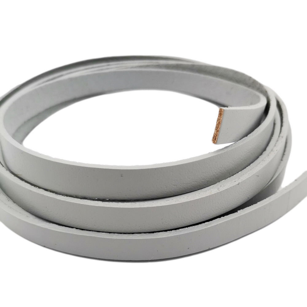 ShapesbyX-10 mm flacher Lederstreifen, 10 mm x 2 mm, Lederarmband für die Schmuckherstellung, Armband, Hellgrau