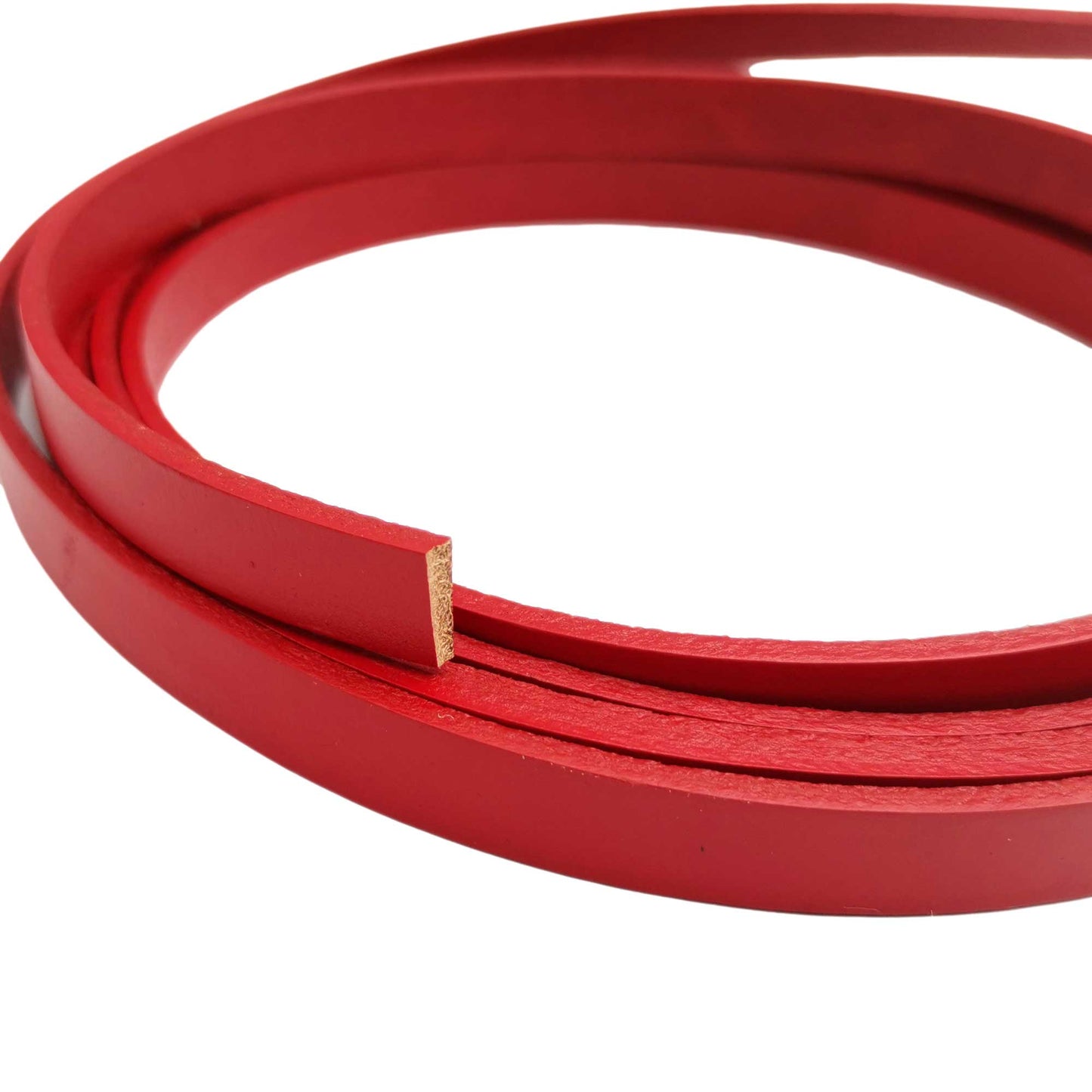 ShapesbyX-8mm Flat Leather Cord Red 8x2mm Leather Strip Genuine Leather Band