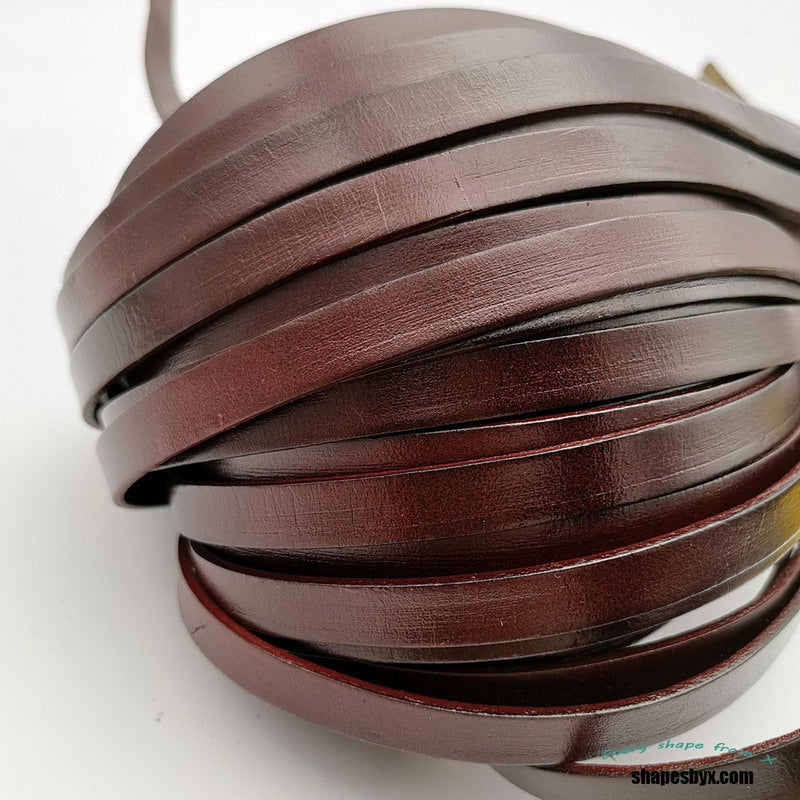 Distressed Brown Flat Leather Strip 10mmx2mm Genuine Leather Band Jewelry Making Bracelet or Decor