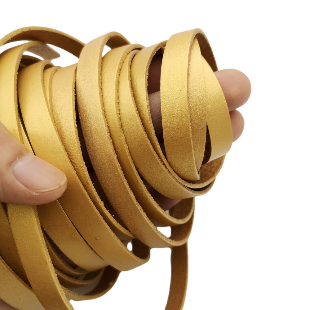 ShapesbyX Bracelet en cuir doré 10 mm x 2 mm Bande plate en cuir pour fabrication de bijoux