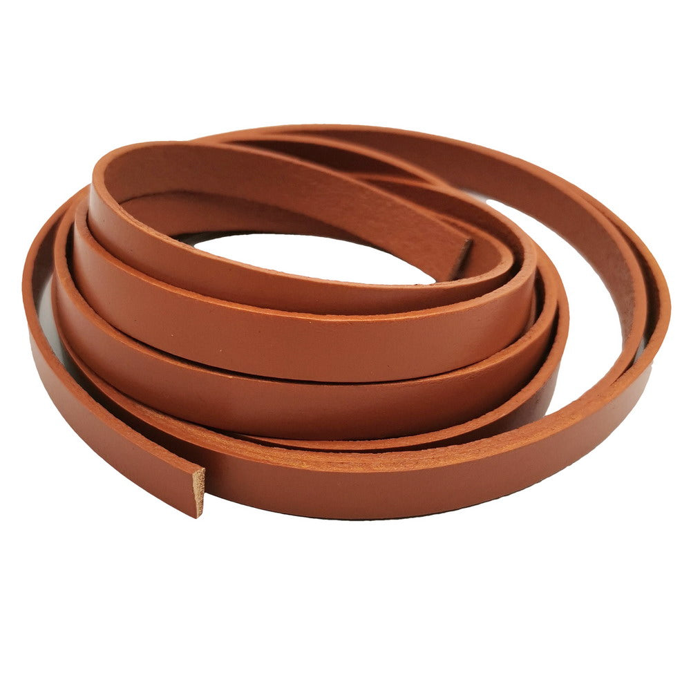 ShapesbyX-Brown Flat Leather Strip 10mmx2mm Genuine Leather Band Jewelry Making Bracelet