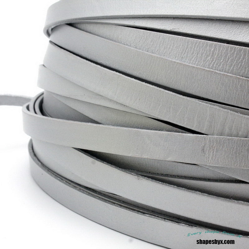 shapesbyX-10mm Flat Leather Strip 10mmx2mm Leather Strap for Jewelry Making Watchband Silver GF10M72-3