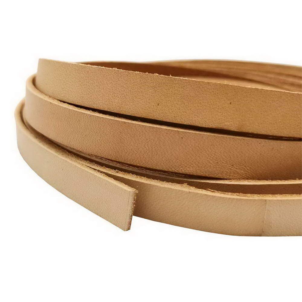 10mm Leather Strap Flat Leather Strip Jewelry Making Watchband Tan Natural