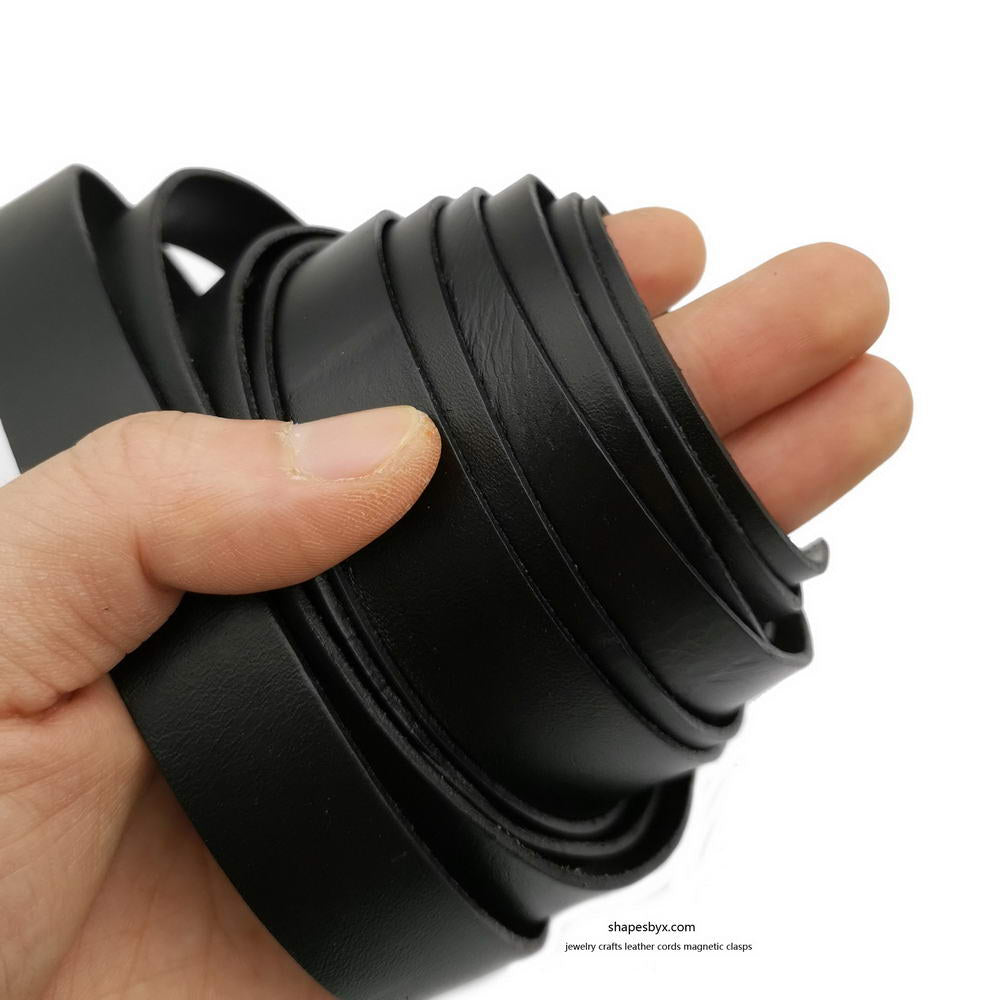 shapesbyX-30mm Flat Leather Strip 30x2mm Genuine Leather Band 2mm Thick Dark Brown