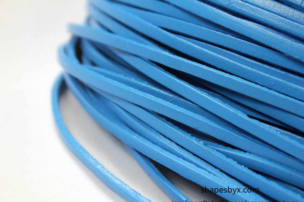 3x2mm Flat Leather Cords Blue Genuine Leather Strap Leather Strip