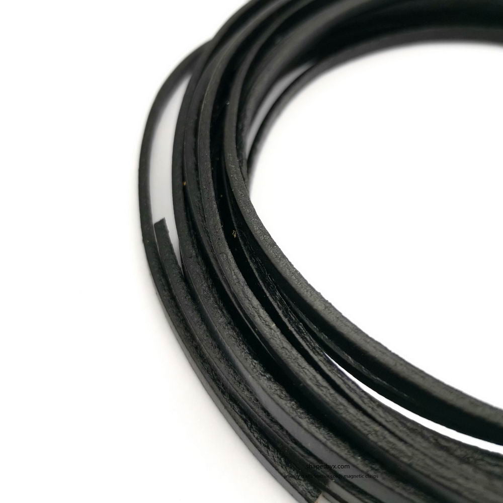 shapesbyX-4x2mm Flat Leather Cords Genuine Leather Strip 4mm Jewelry Making Tie 2 Yards Dark Brown