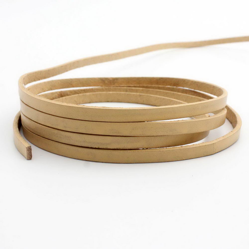 shapesbyX-5mmx2mm Flat Leather Cord 5mm Real Leather Strip Beige