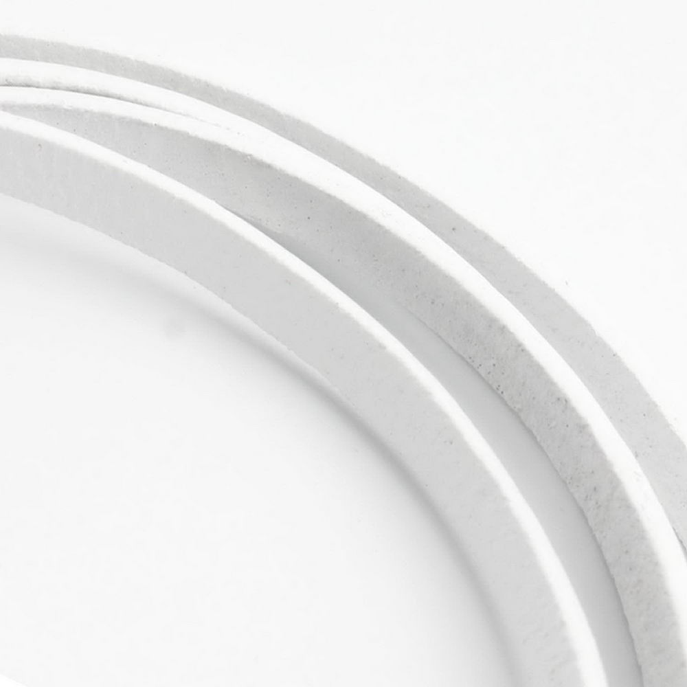 shapesbyX-5mmx1.6mm Flat Leather Cord 5mm Real Leather Strip White