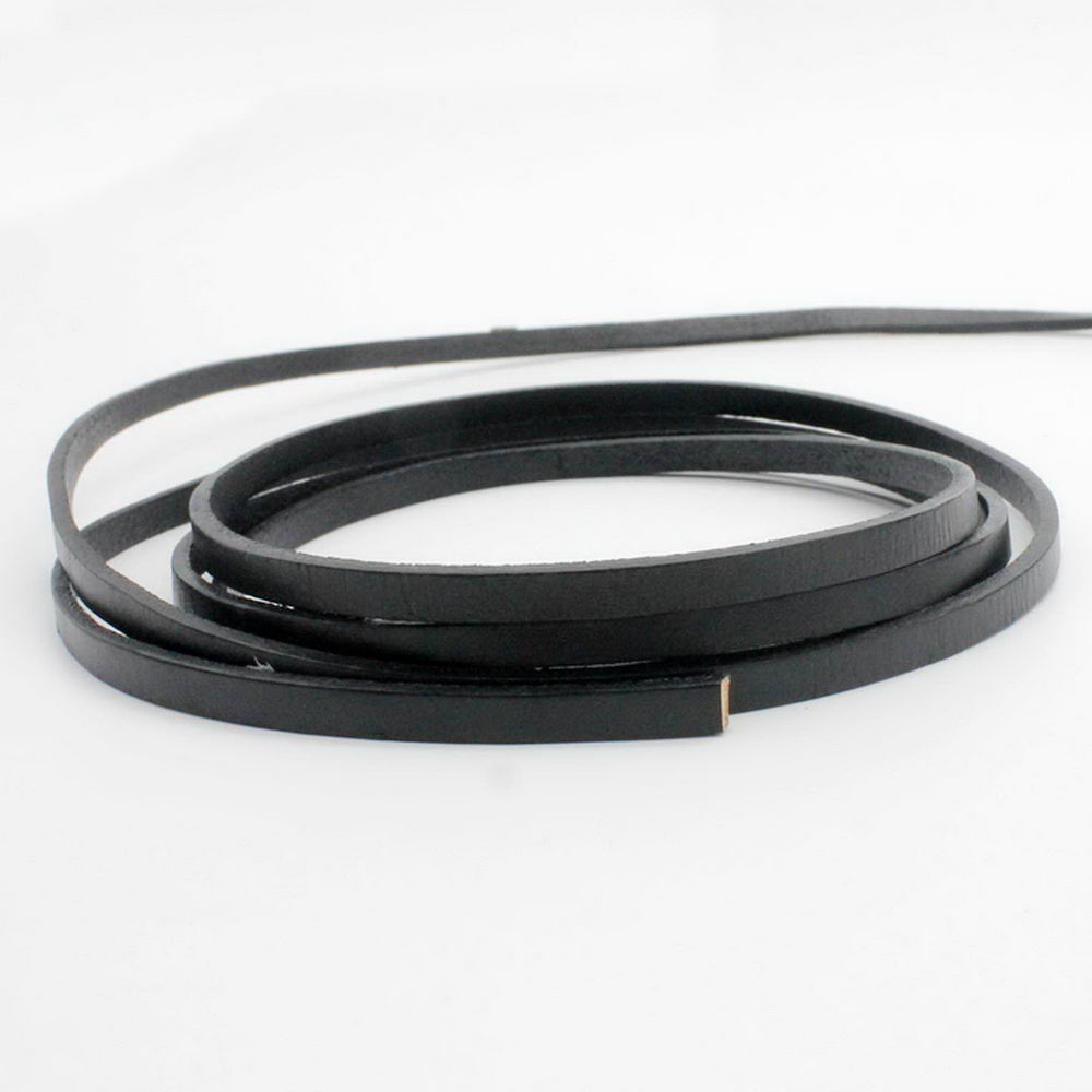 shapesbyX-5mmx2mm Flat Leather Cord 5mm Real Leather Strip Black