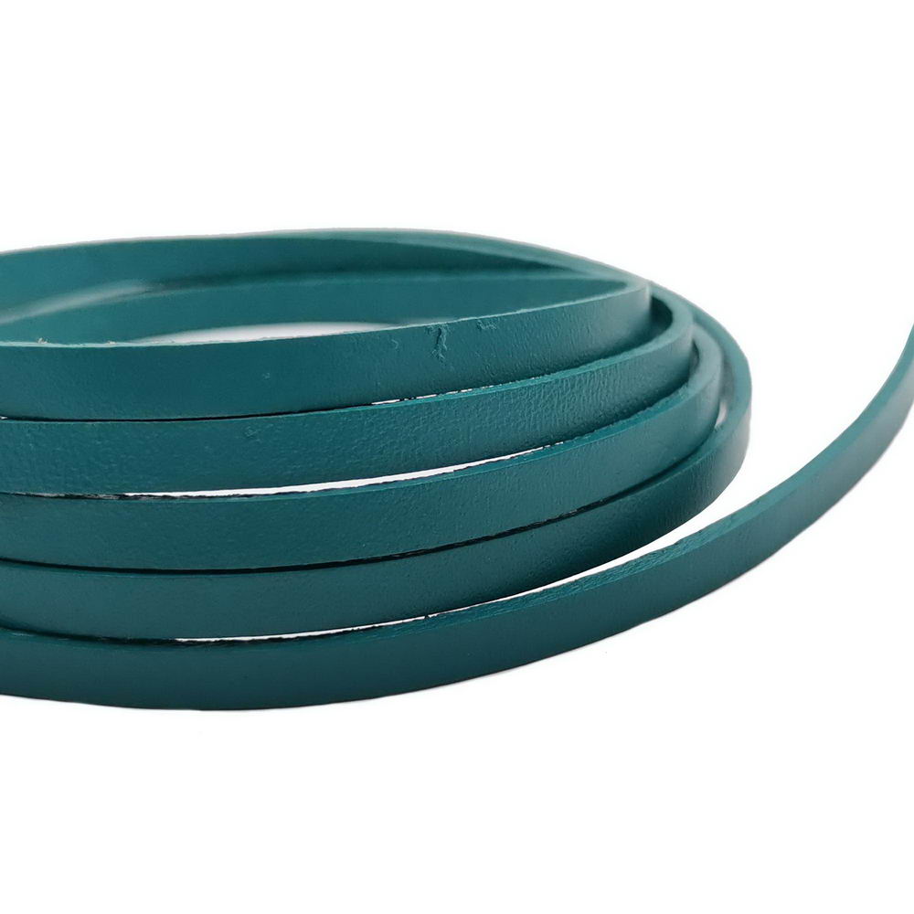 shapesbyX-5mmx2mm Flat Leather Cord 5mm Real Leather Strip Teal