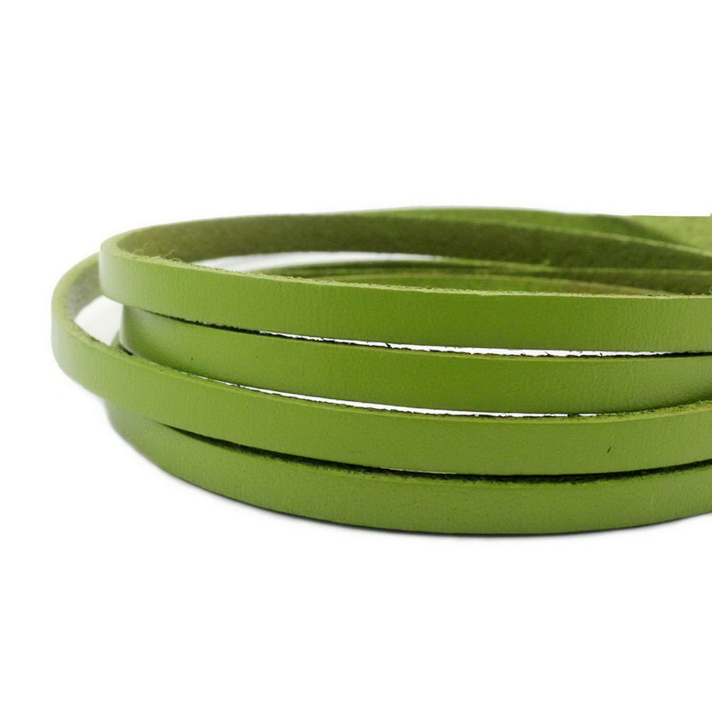 5mm Flat Leather Cord 5x2mm Real Leather Strap Spring Green