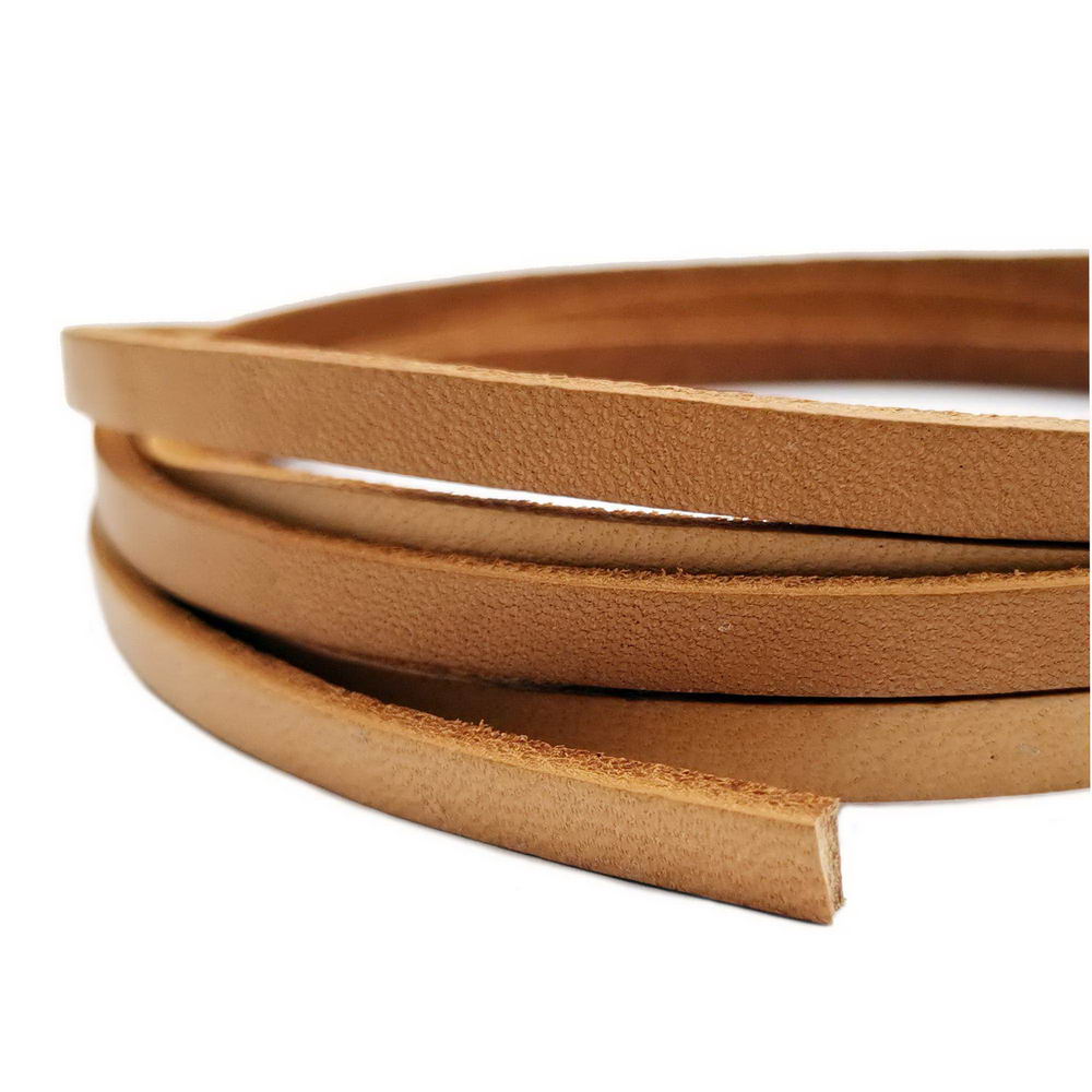 5mmx2mm Flat Leather Cord 5mm Real Leather Strip Tan Natural