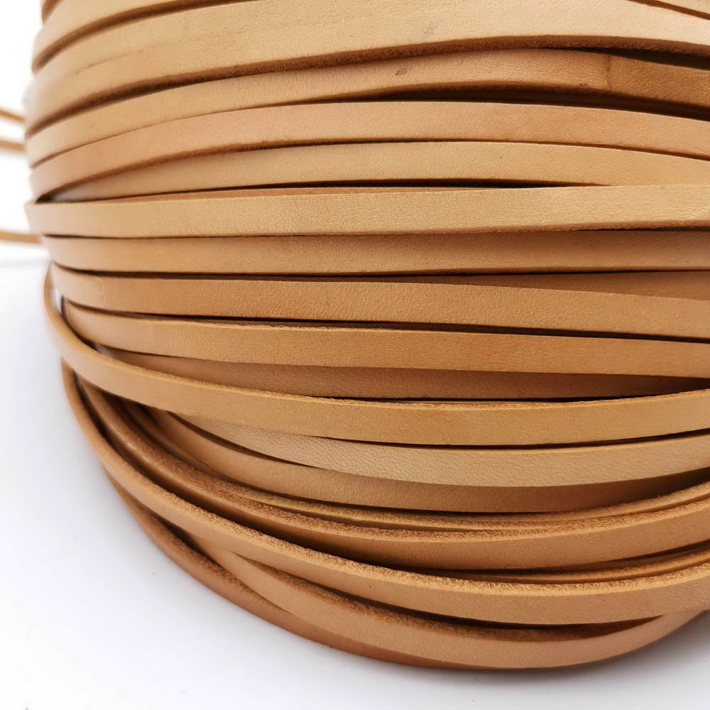 shapesbyX-5mmx2mm Flat Leather Cord 5mm Real Leather Strip Tan Natural