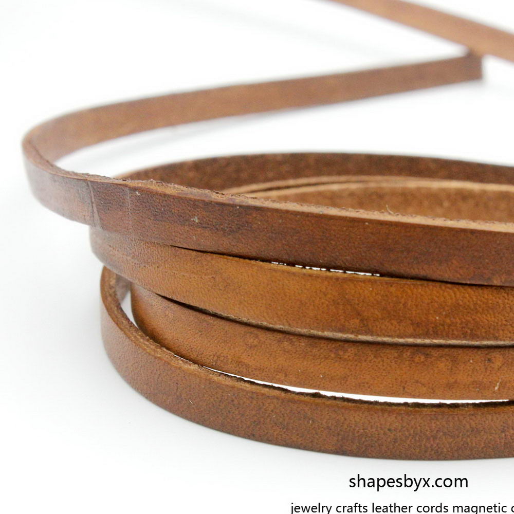 shapesbyX-6x2mm Flat Leather Cords Genuine Leather Strip 6mm Jewelry Making Tie 1 Yard Distressed Brown