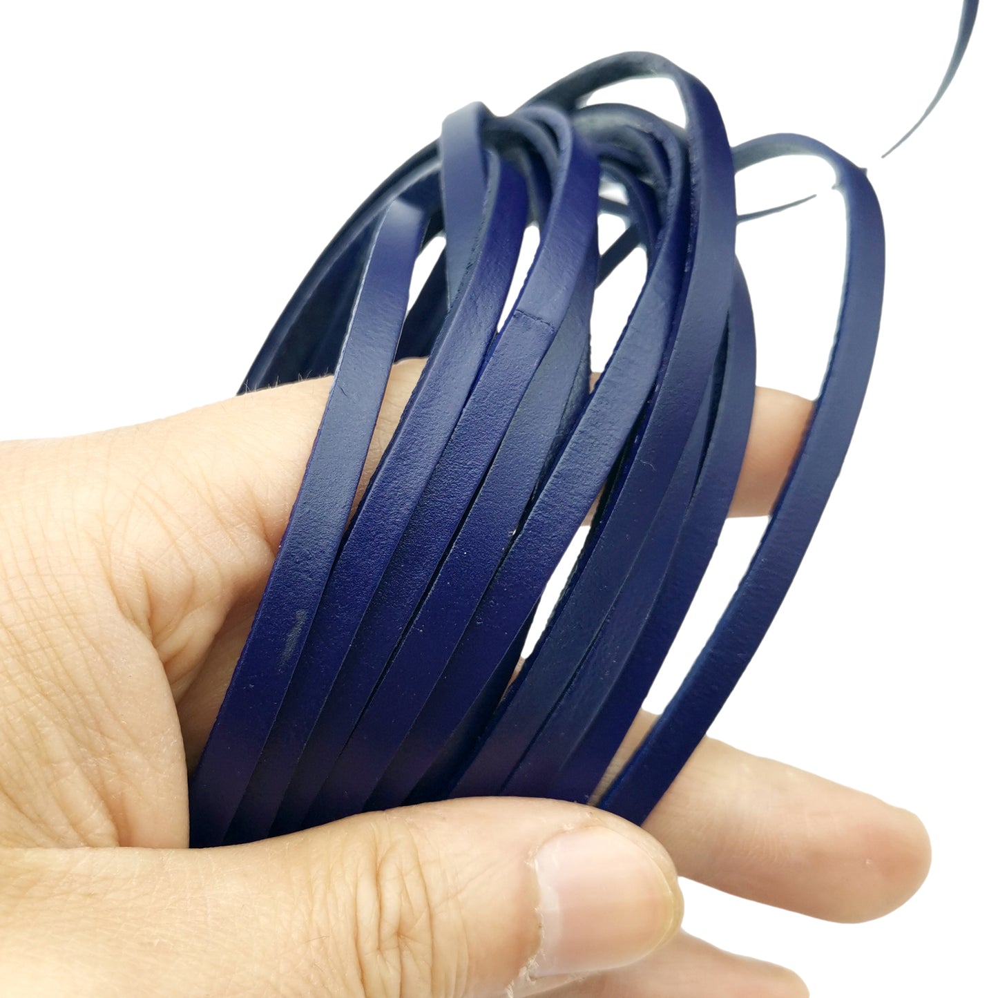shapesbyX-5mmx2mm Flat Leather Cord 5mm Real Leather Strip Blueish Purple