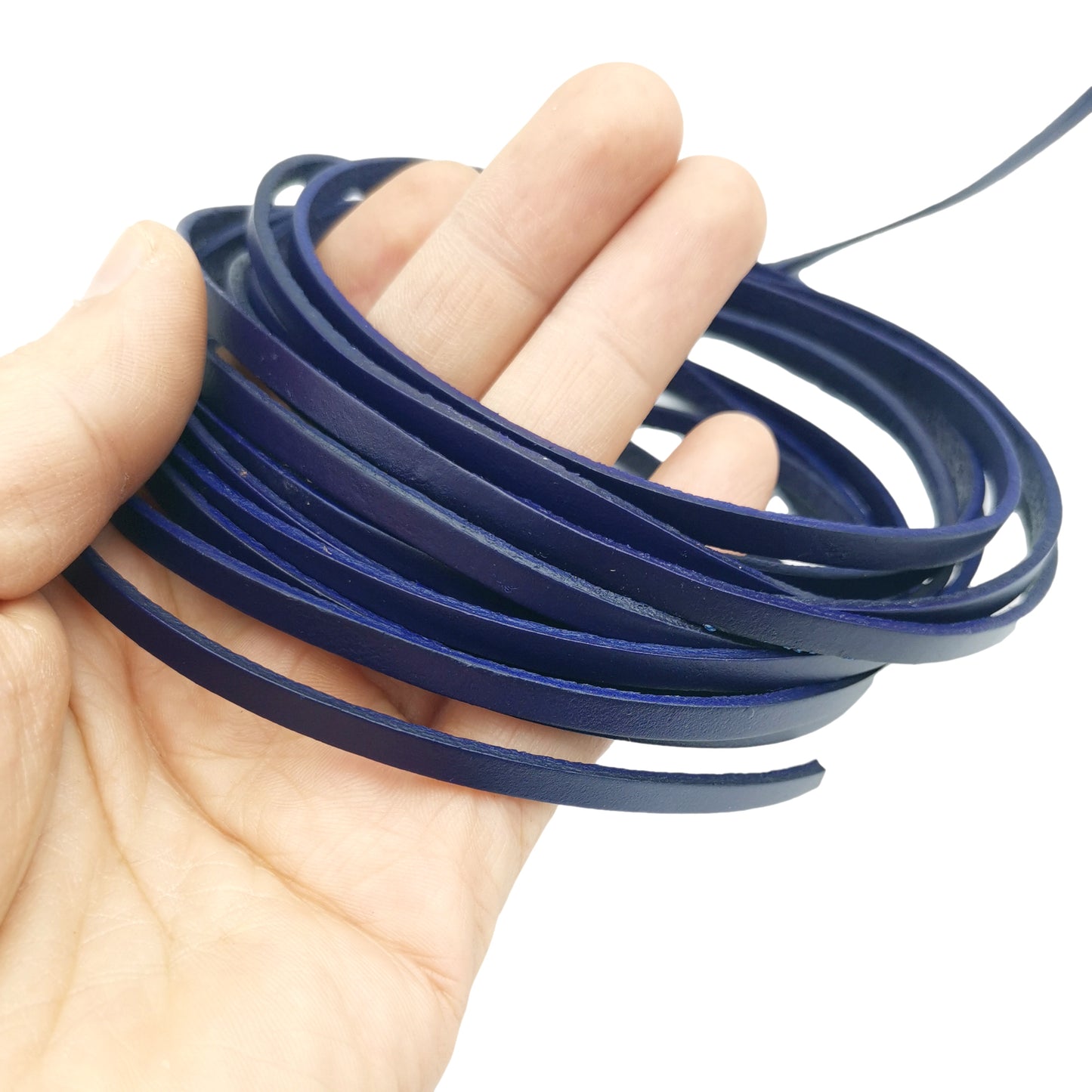 shapesbyX-5mmx2mm Flat Leather Cord 5mm Real Leather Strip Blueish Purple
