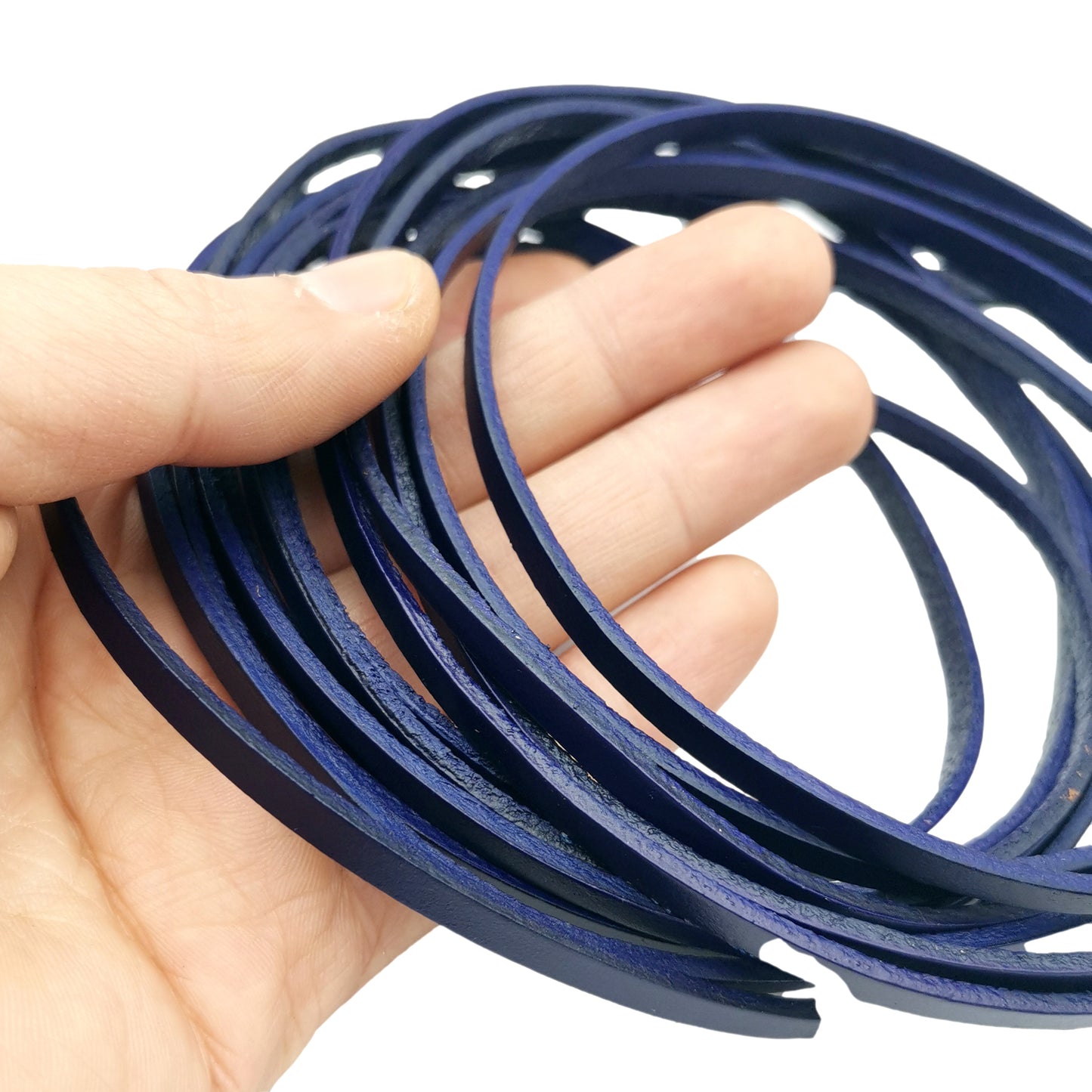 shapesbyX-5mmx2mm Flat Leather Cord 5mm Real Leather Strip Blueish Purple