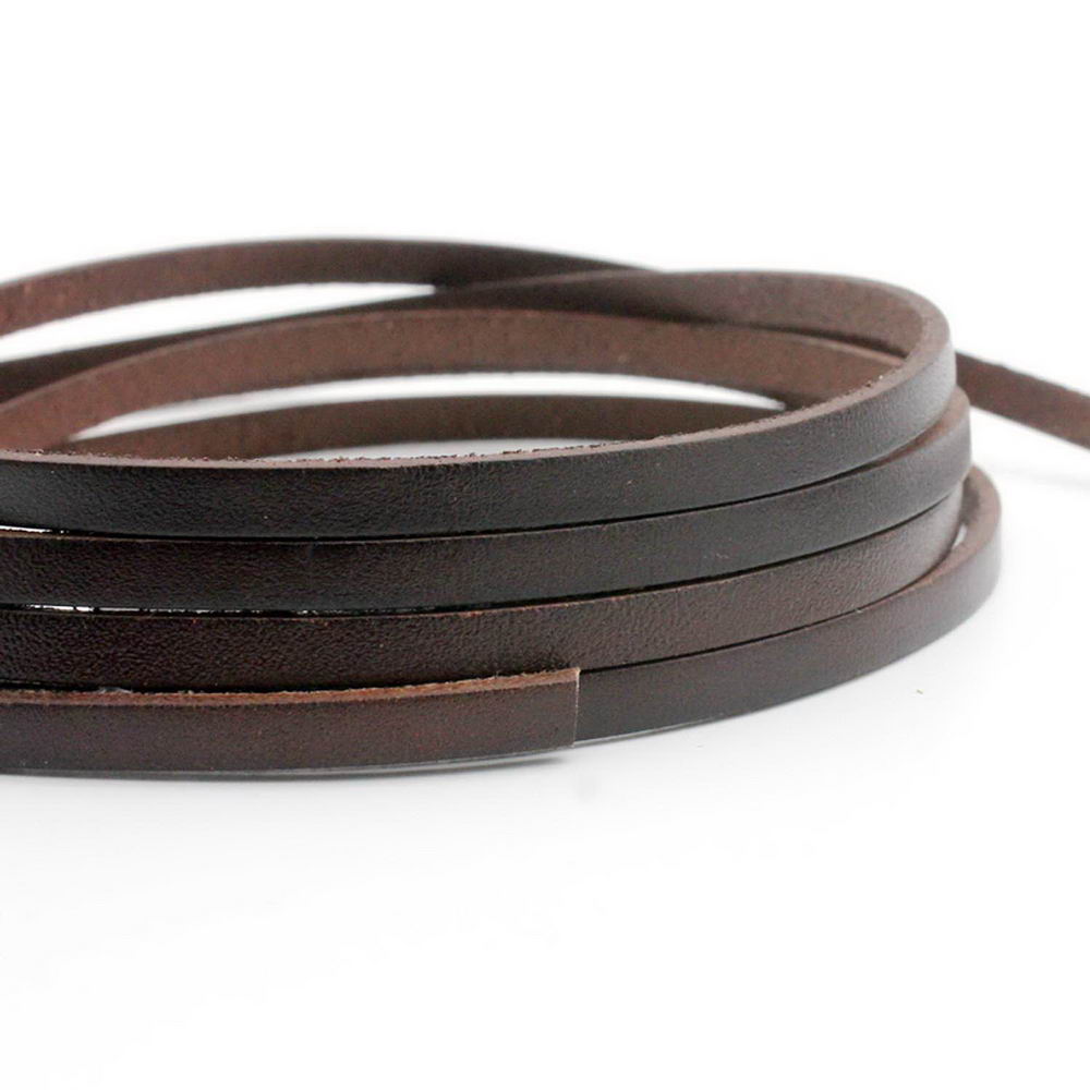 Distressed Dark Brown Leather Strip 5x2mm Flat Leather Cords Jewelry Making Craft