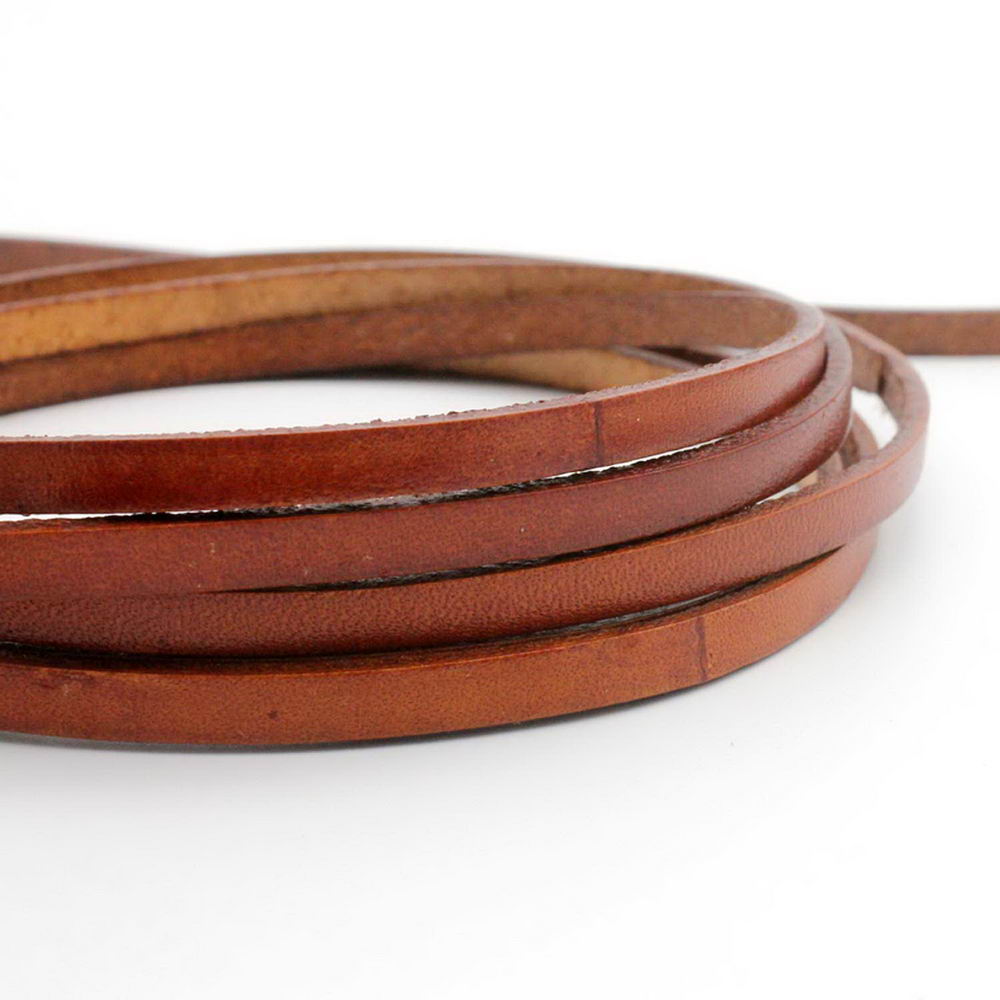 Bande de cuir marron vieilli 5x2mm, cordons plats en cuir, fabrication de bijoux artisanaux