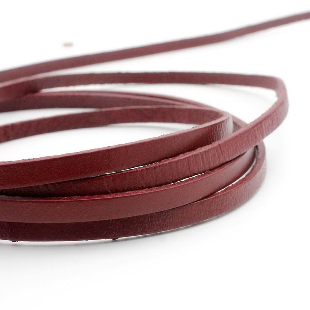 shapesbyX-5mm Flat Leather Cord Maroon 5x2mm Leather Strip Genuine Jewelry Making
