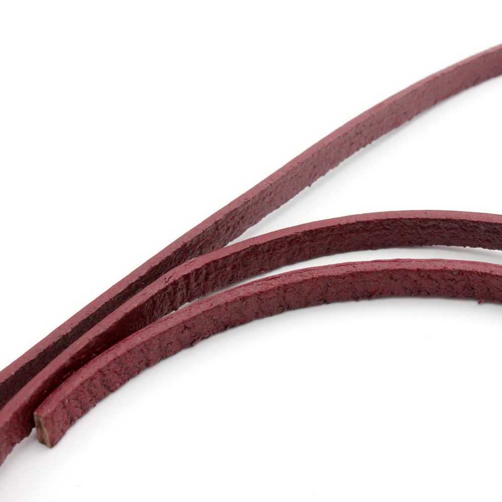 shapesbyX-5mm Flat Leather Cord Maroon 5x2mm Leather Strip Genuine Jewelry Making