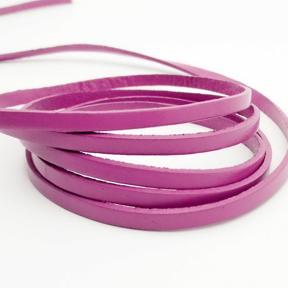 shapesbyX-5mm Flat Leather Cord 5x2mm Genuine Leather Strip Jewelry Making Magenta