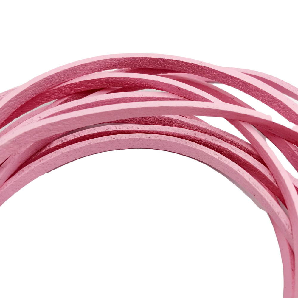 shapesbyX-5mm Flat Leather Cord Bright Pink 5x2mm Genuine Leather Strap