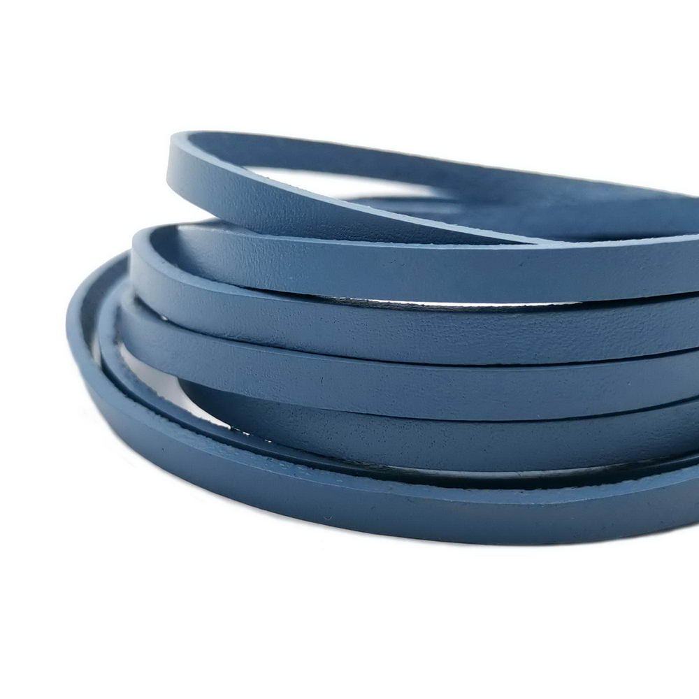 shapesbyX-5mm Flat Leather Cord 5x2mm Genuine Leather Strip Jewelry Making Jean Blue