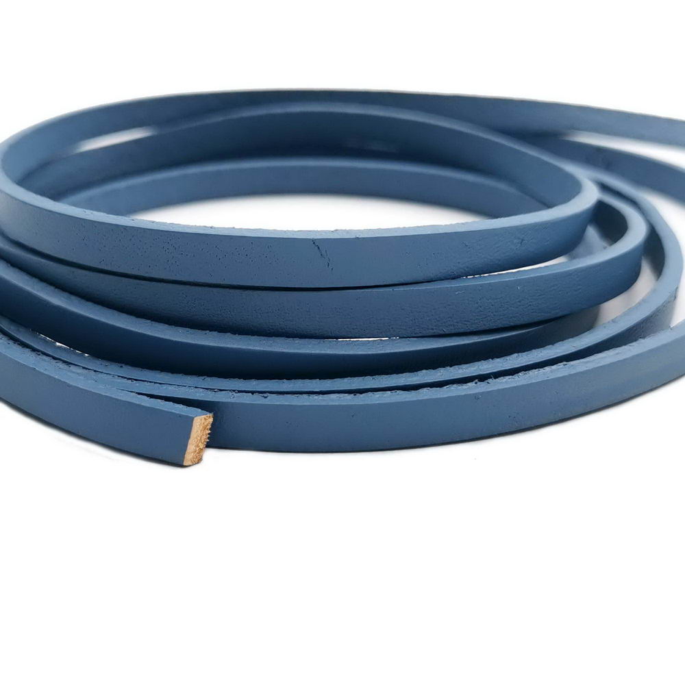 shapesbyX-5mm Flat Leather Cord 5x2mm Genuine Leather Strip Jewelry Making Jean Blue