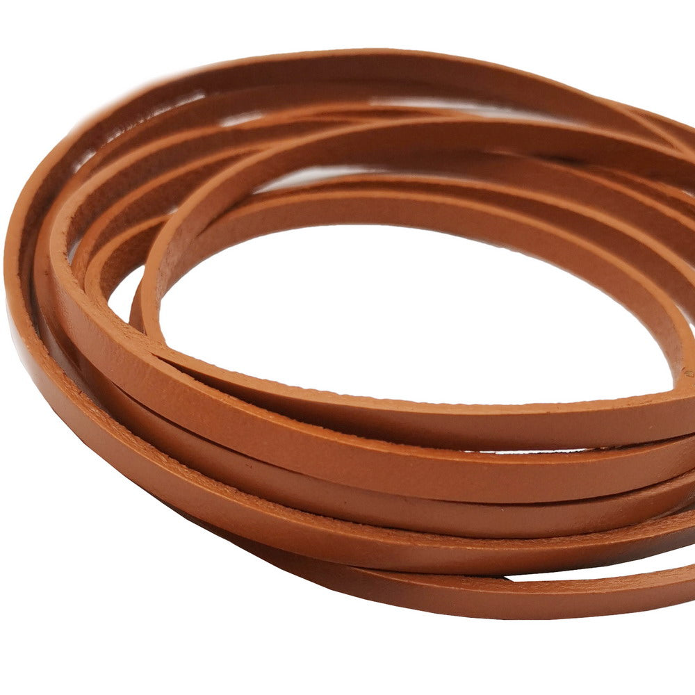 shapesbyX-5mm Flat Leather Cord 5x2mm Genuine Leather Strip Jewelry Making Brown