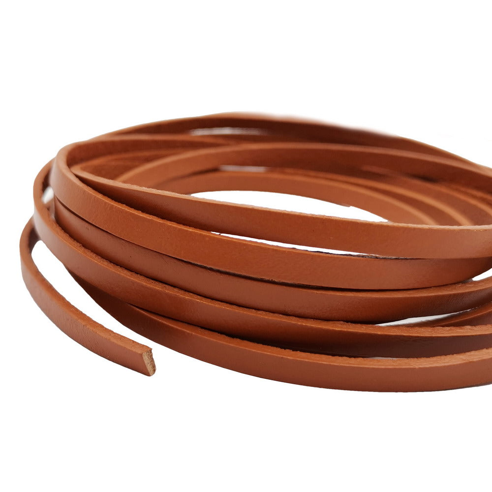 shapesbyX-5mm Flat Leather Cord 5x2mm Genuine Leather Strip Jewelry Making Brown