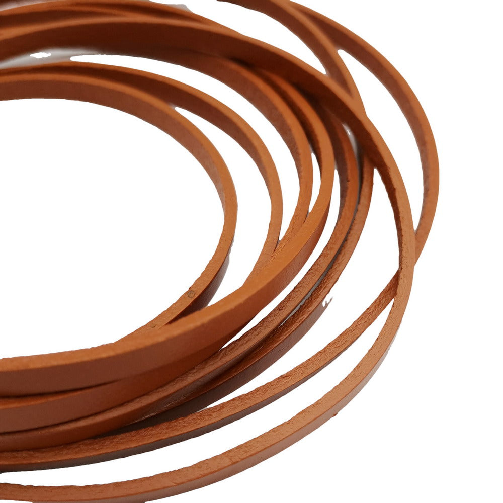 shapesbyX-5mm Flat Leather Cord 5x2mm Genuine Leather Strip Jewelry Making Brown