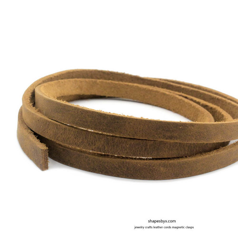6x2mm Flat Leather Cords Genuine Leather Strip 6mm Jewelry Making Tie 1 Yard Rustic Brown