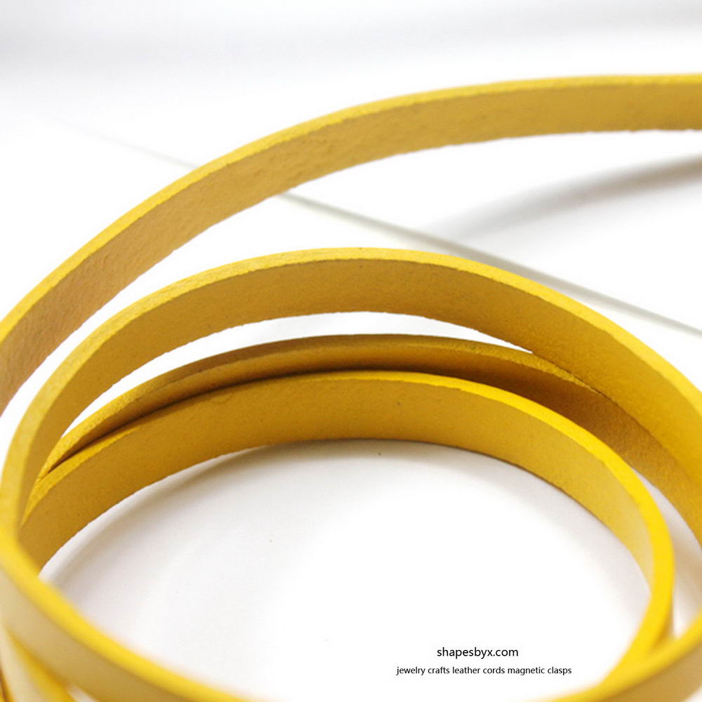 ShapesbyX-Yellow 8x2mm Flat Leather Cords Genuine Leather Strip 8mm Jewelry Making