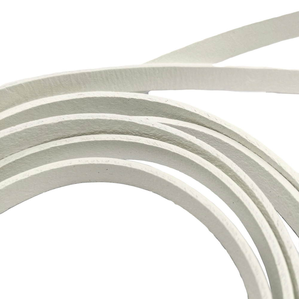 ShapesbyX-8mm Flat Leather Cord White 8x2mm Leather Strip Genuine Leather Band