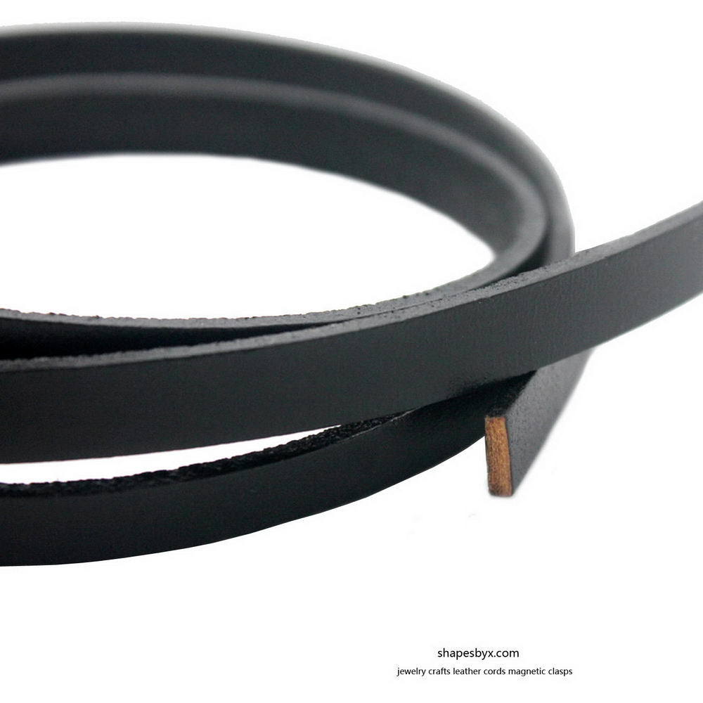 8mm Flat Leather Cord 8x2mm Leather Strip Genuine Leather Band Black
