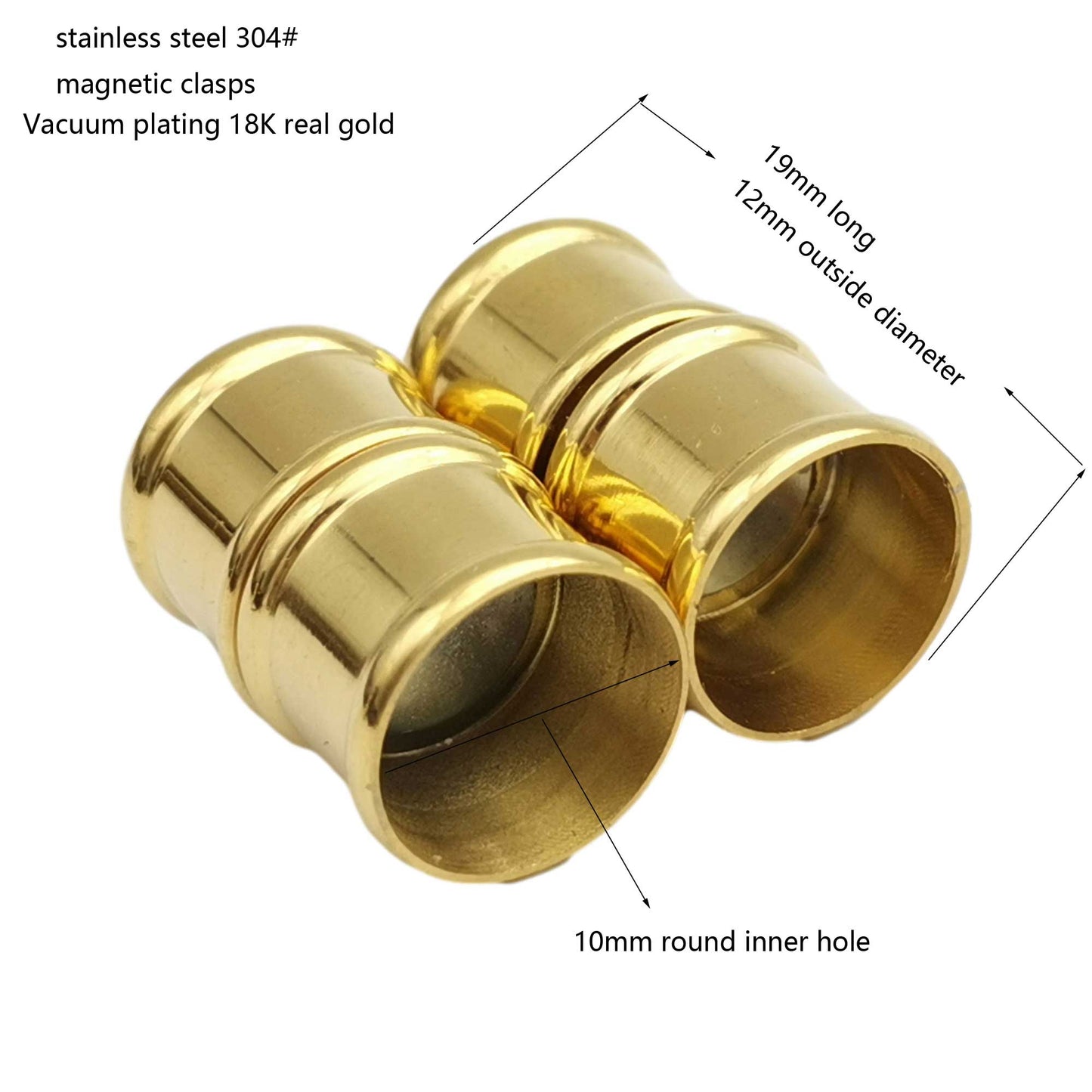 shapesbyX-18K Real Gold Plated Stainless Steel Magnetic Clasps for Bracelet Making 10mm 12mm