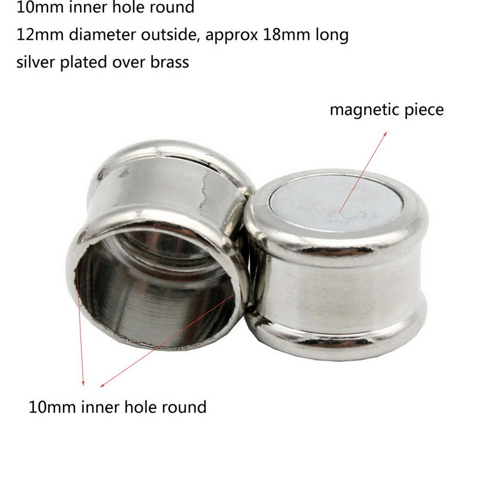 shapesbyX-3 Pieces 10mm Round Magnetic Clasps Opening Bracelet Jewelry Making End Barrel Clasps