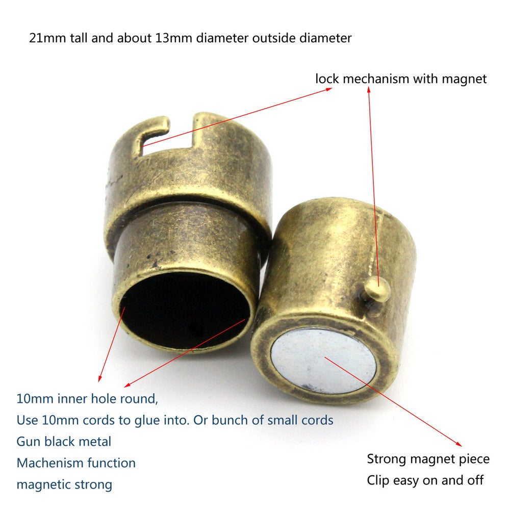 shapesbyX-3 Pieces 10mm Round Magnetic Clasps Opening Bracelet Jewelry Making End Mechanism Lock